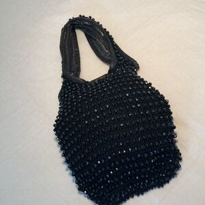 Christian Livingston black beaded shoulder bag